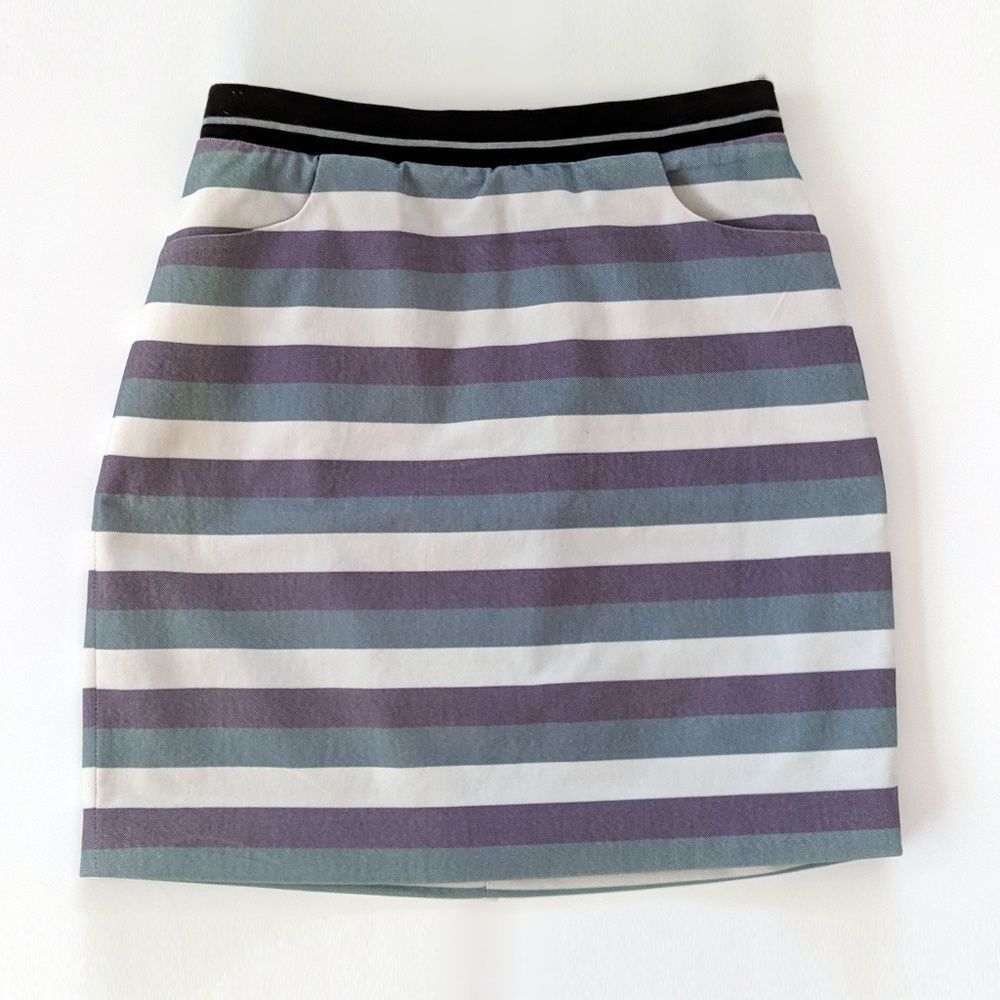 🍏 41 Hawthorn purple blue white stripe mini skirt